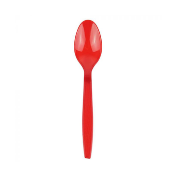 Medium Weight 2.7G PP Plastic Dessert Spoon- Red (1000/case) - CarryOut Supplies