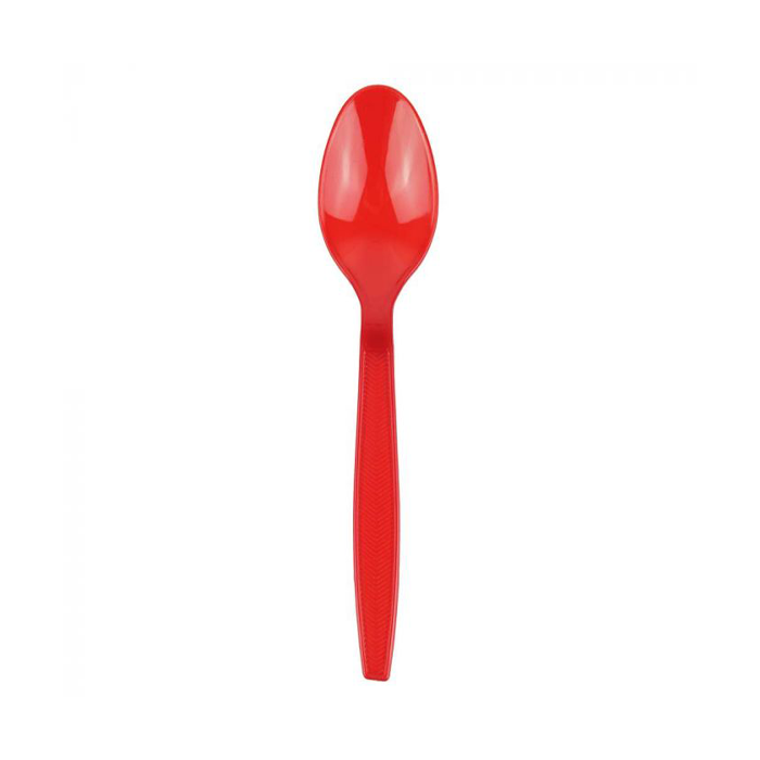 Medium Weight 2.7G PP Plastic Dessert Spoon- Red (1000/case)