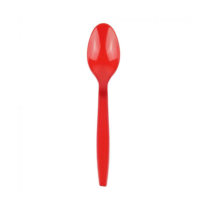 Medium Weight 2.7G PP Plastic Dessert Spoon- Red (1000/case) - CarryOut Supplies