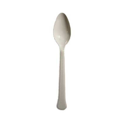 Medium Weight 3G PP Plastic Dessert Spoon- White (1000/case) - CarryOut Supplies