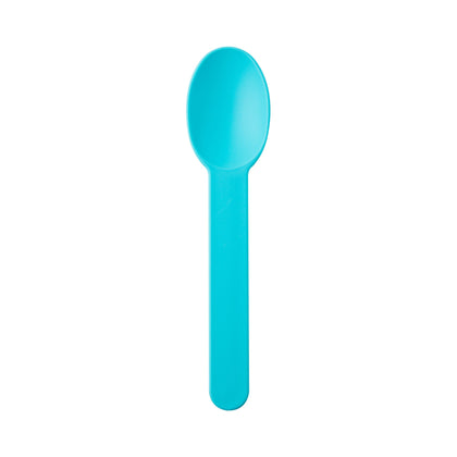 Premium 6.5G PP Plastic Dessert Spoon- Blue (1000/case) - CarryOut Supplies