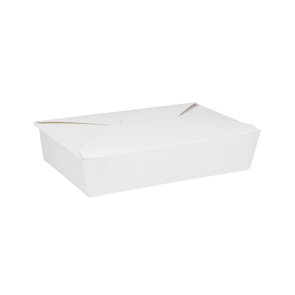Microwavable #2 Paper Fold To Go Box 54 oz- White (200/case) - CarryOut Supplies