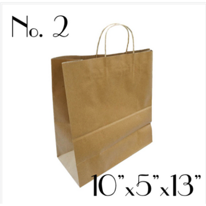 #2 KRAFT PAPER BAG WITH ROUND HANDLE - 250 BAGS / CS (ITEM: 5702) - CarryOut Supplies