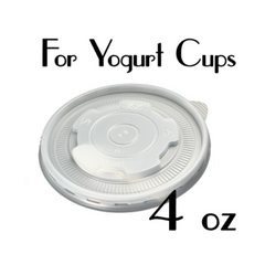 4oz Plastic Flat Frozen Yogurt Cup Lids - Frost (1000 per case)